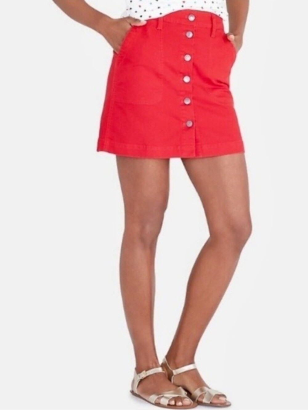 J. Crew Red Button Front Mini Skirt